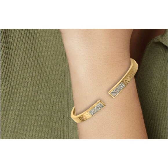 Brighton Meridian Zenith Hinged Bangle Hammered Gold Plated Bracelet - Picture 4 of 5